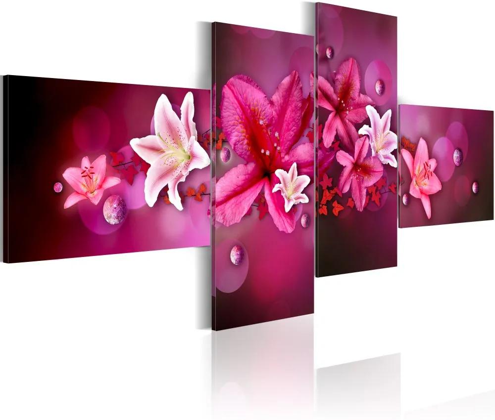 Tablou Bimago - Lilies and pearls 100x45 cm