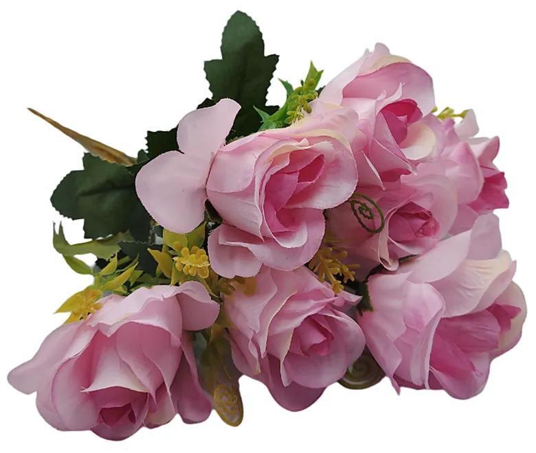 Trandafiri artificiali Alessia, Roz, 30cm