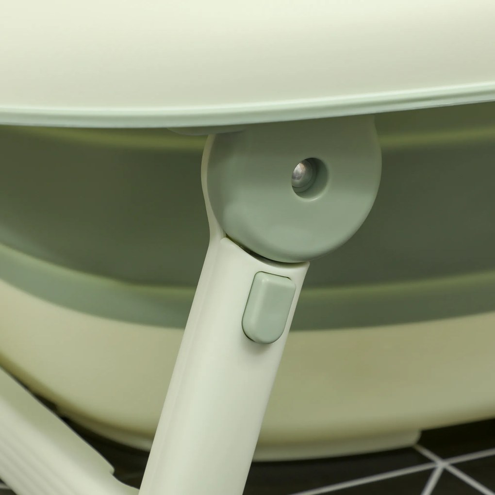 AIYAPLAY Cadă de Baie Pliabilă pentru Nou-Născuți 0-3 ani cu Pernă Rafturi și Fund Antiderapant, 86x53x25,5 cm, Verde | Aosom Romania