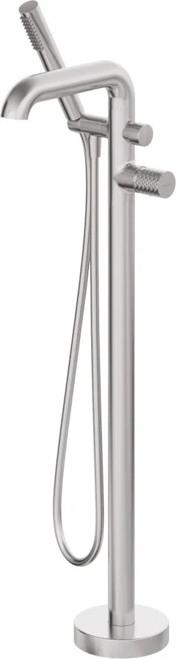 🛁 Baterie freestanding pentru cadă SILIA HEXA, cu set de duș – Finisaj oțel șlefuit – Cod BHS_F17M