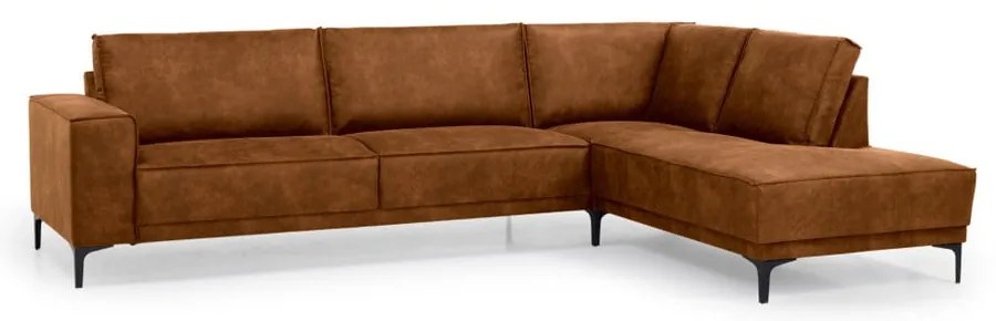 Colțar maro coniac cu tapițerie din imitație de piele (colț pe partea dreaptă) Copenhagen – Scandic