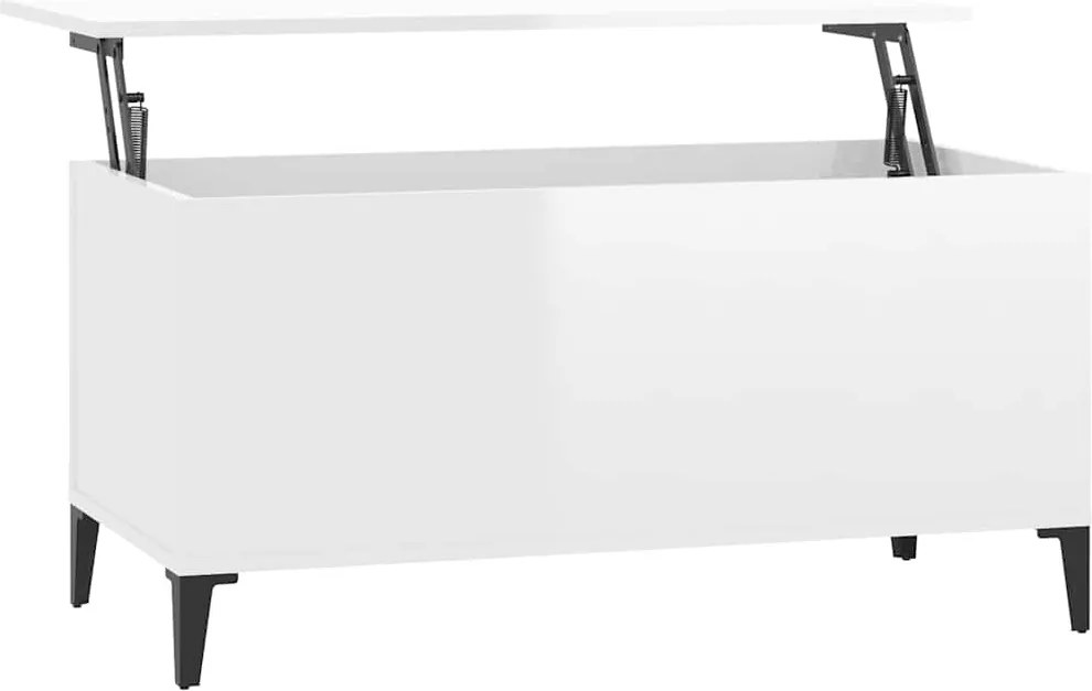 vidaXL Măsuță de cafea, alb extralucios, 90x44,5x45 cm, lemn compozit