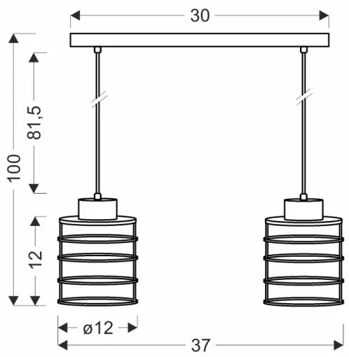 Lustră pe cablu GLOB 2xE27/40W/230V neagră