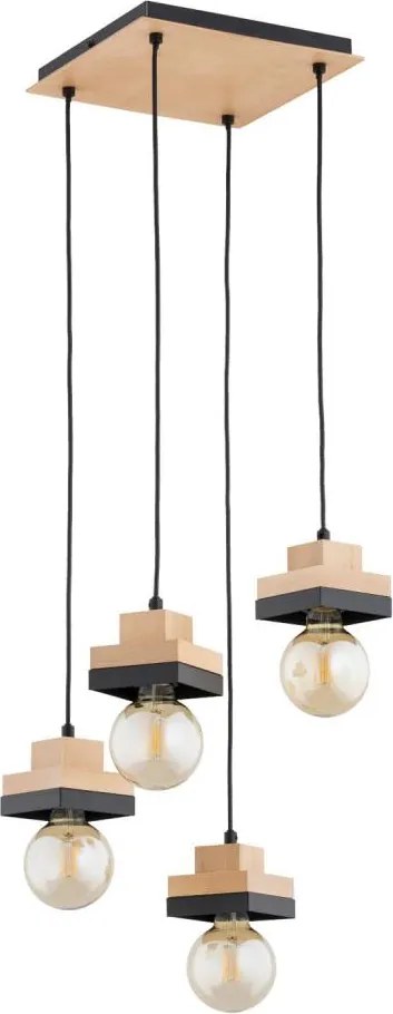 Lustră pe cablu MIKO 4xE27/15W/230V negru/bej