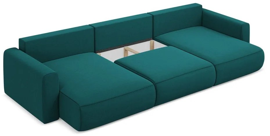 Colțar turcoaz extensibil/cu spațiu de depozitare cu tapițerie din catifea (în formă de "U") Kapua – Makamii