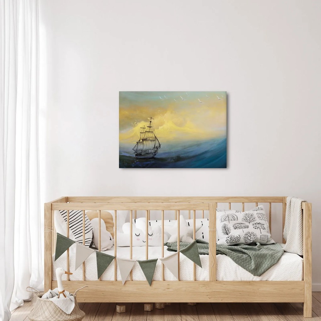 Tablou - Pictură barcă pe mare (70x50 cm)