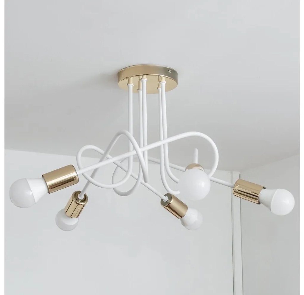 Lustră aplicată OXFORD 5xE27/15W/230V aurie/albă