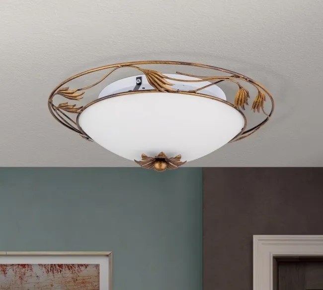 Plafoniera design rustic diametru 40cm Fleur DL 7-509/40 Antik OR