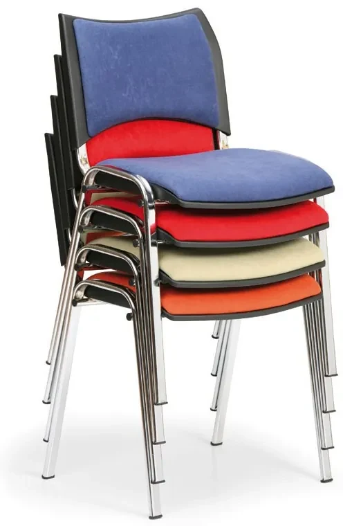 Scaun de conferinta SMART - picioare cromate, rosu