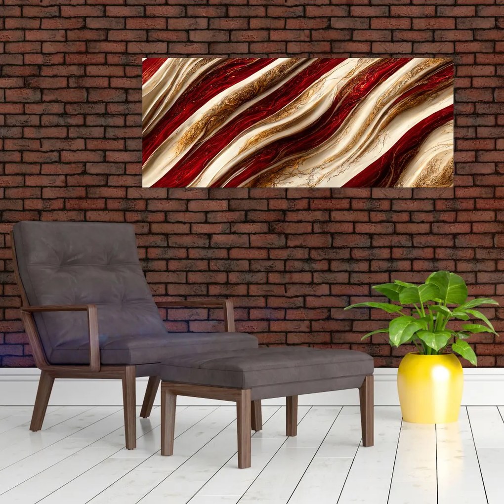 Tablou - Aur - textură albă (120x50 cm)