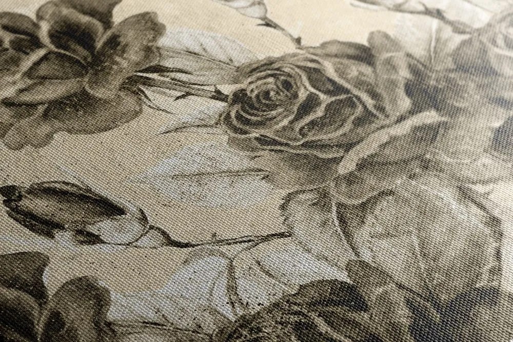 Tablou buchetul de trandafiri vintage în design sepia