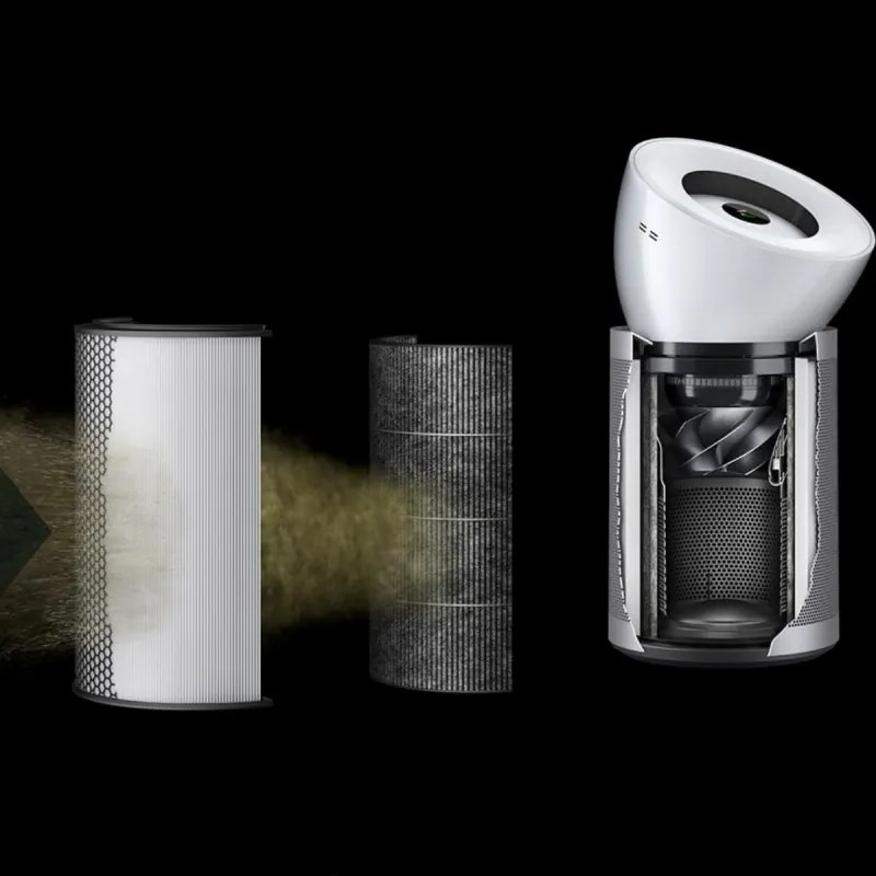 Purificator de aer Dyson Purifier Big+Quiet Formaldehyde BP02 304511-01 Alb/Argintiu, 50 W, 100 m², 90 l/s, 10 viteze, 2 moduri de flux de aer, ecran LCD, funcționare silențioasă, Alb/Argintiu