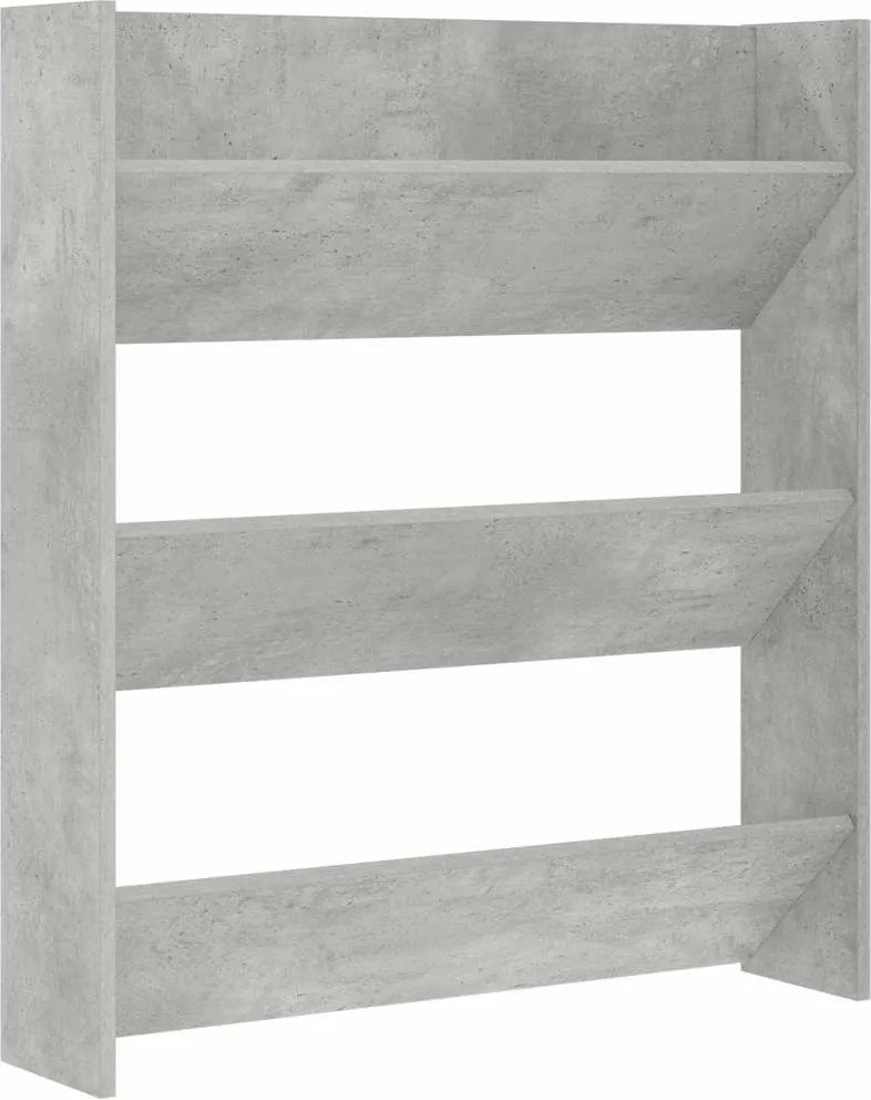 vidaXL Pantofar de perete, gri beton, 80x18x90 cm, PAL