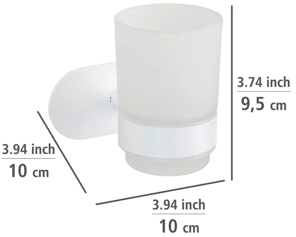 Suport pentru periuța de dinți alb autoadeziv din sticlă Orea – Wenko