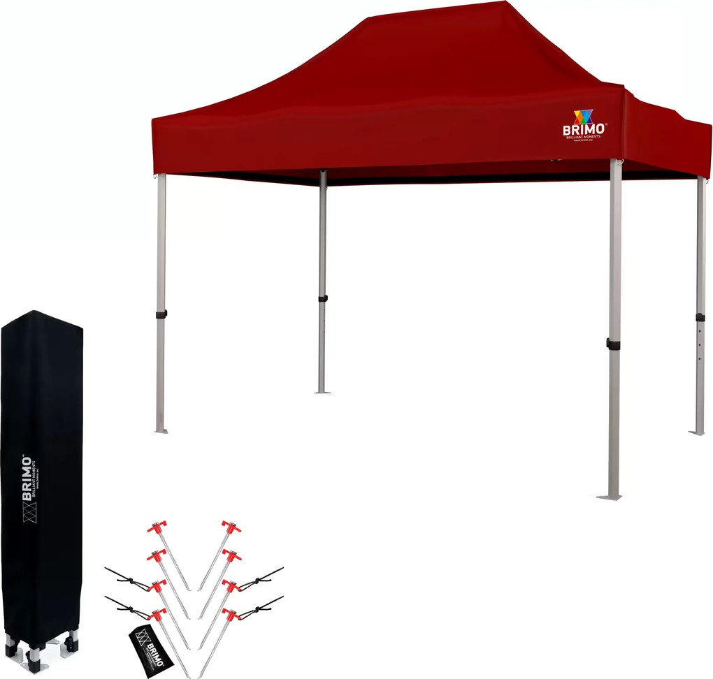 Cort tip foarfecă 2×3 m din aluminiu fără pereți | Montare rapidă și cadru ușor, rezistent - fara 3 pereti - Roșu