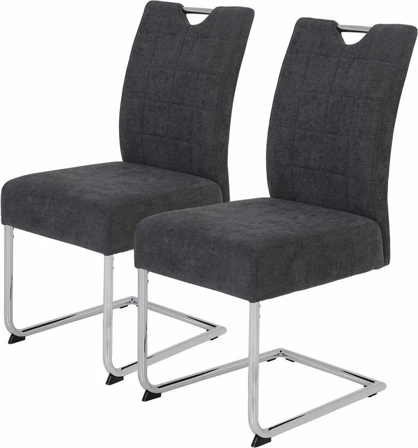 Set de 2 scaune Lopten I tesatura/otel, gri, 44 x 96 x 58 cm