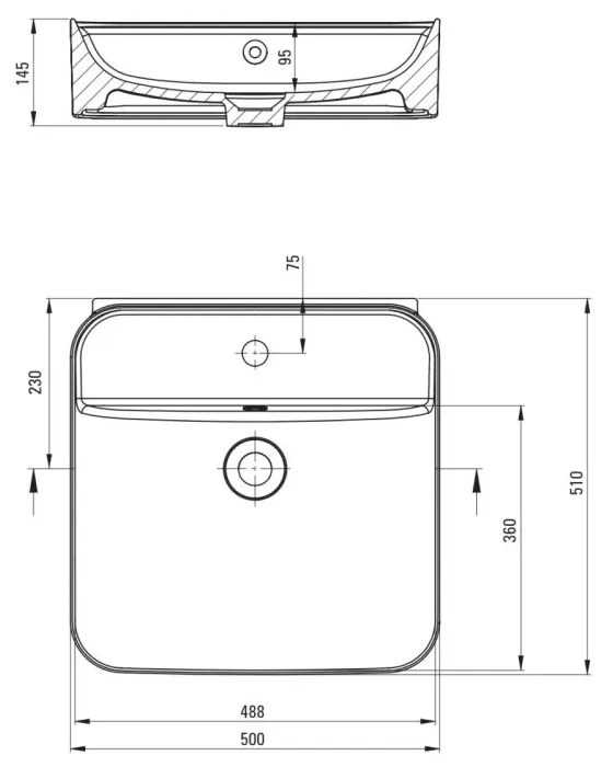 Lavoar baie suspendat alb 50 cm, dreptunghiular, Deante Hiacynt New