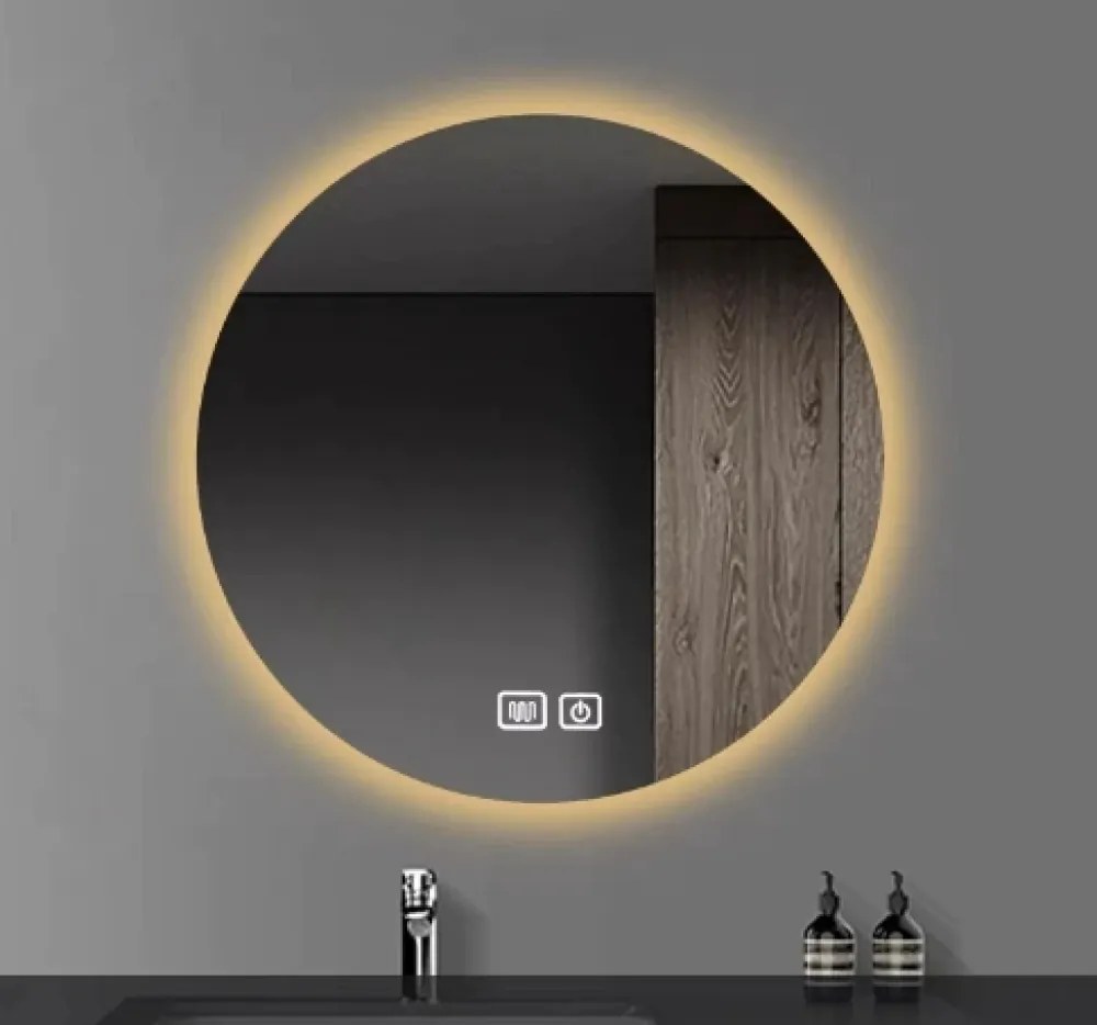 Oglindă baie, Multifuncțională, Iluminare LED Touch, Sistem Dezaburire, 70x70 cm