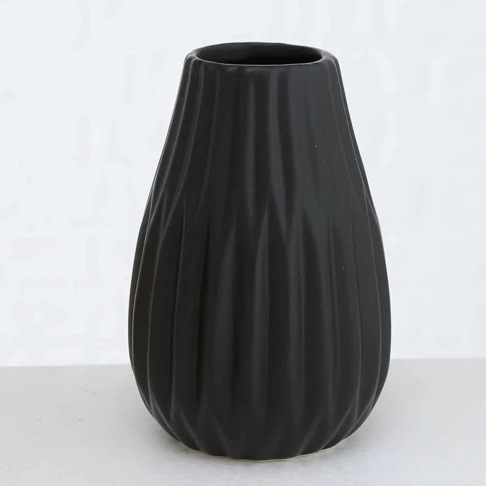 VAZA DECORATIVA 10X12 CM, CERAMICA, NEGRU, MODEL 3