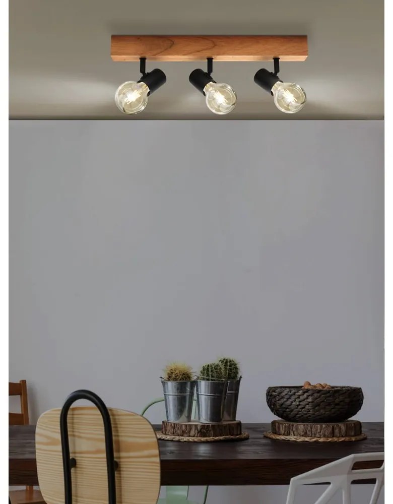Plafonieră neagră/în culoare naturală 5x48 cm TOWNSHEND 3 – EGLO