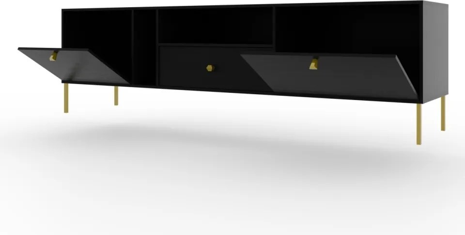 Comodă TV, 180x41x50 cm, Tili 3, ADRK Furniture (Culoare: Negru / Negru)