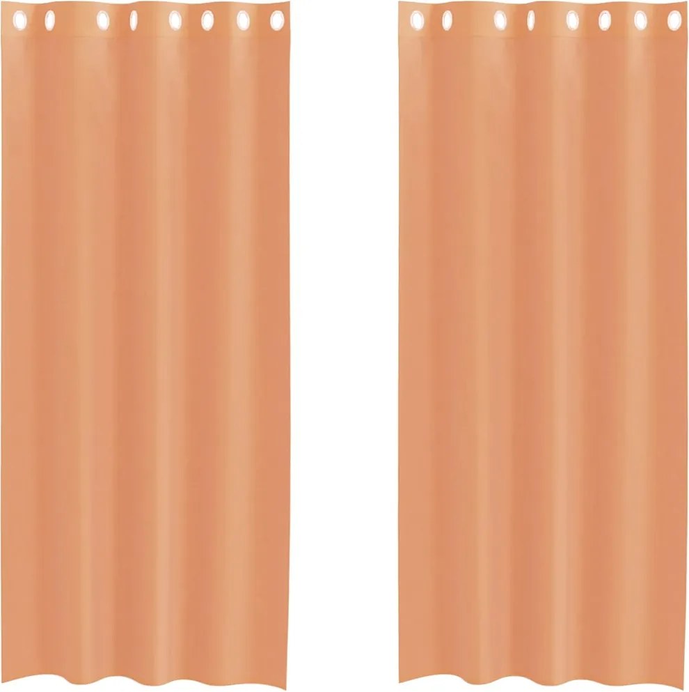 vidaXL Perdele Voile cu Oelii 2 buc Teracotă