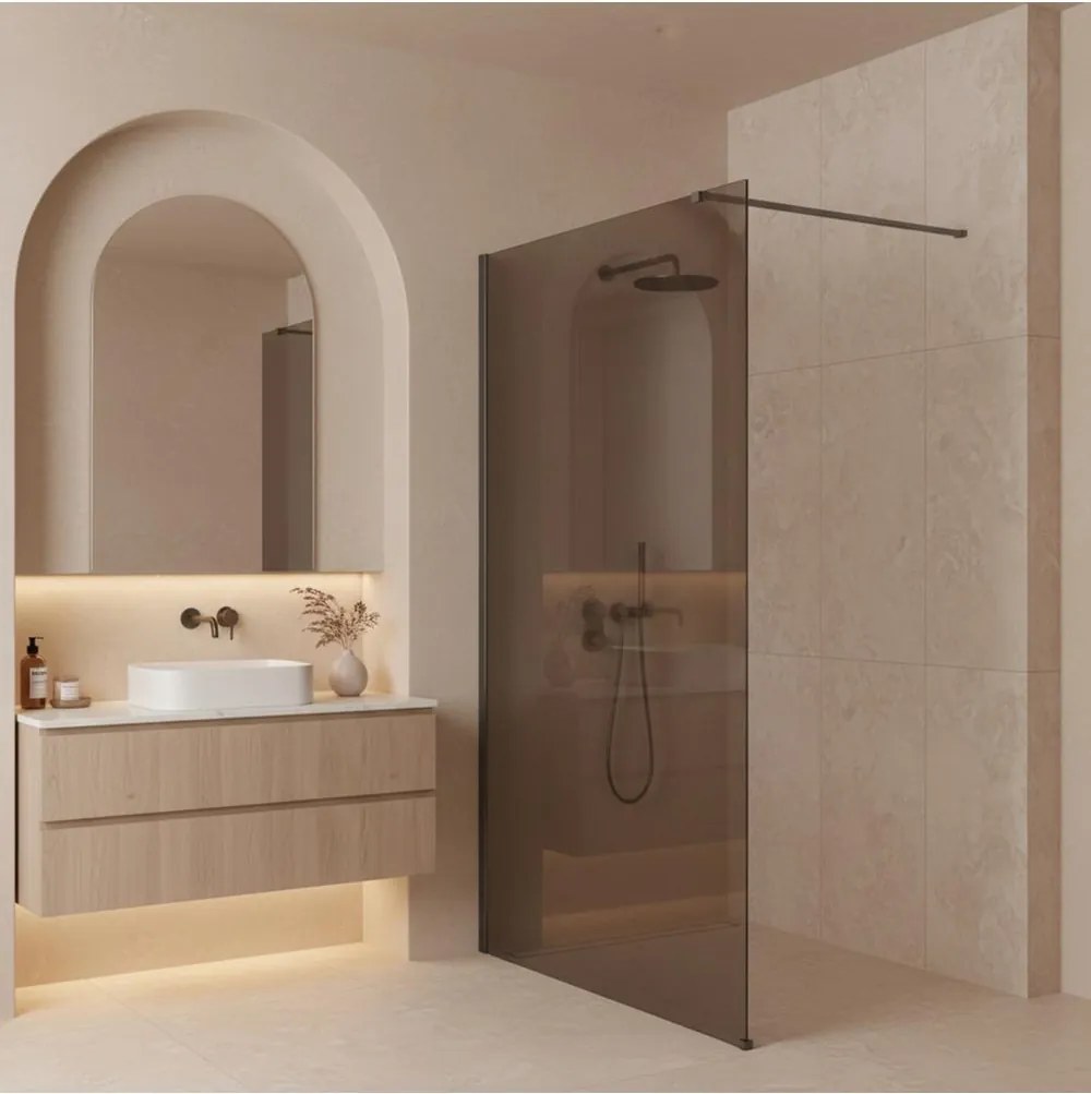 Paravan de dus fumuriu Rea Flexi Brown 130 cm Titan