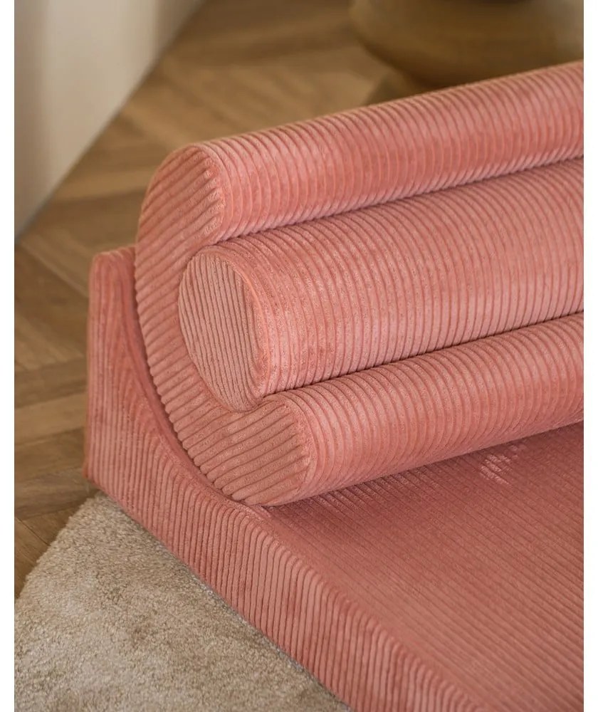 Fotoliu pentru copii roz cu tapițerie din catifea reiată Flipster – Wigiwama