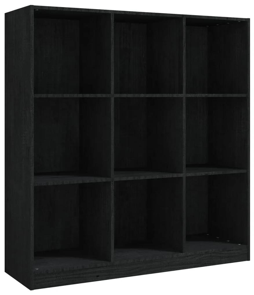 809976 vidaXL Bibliotecă/Separator cameră negru 104x33,5x110cm lemn masiv pin