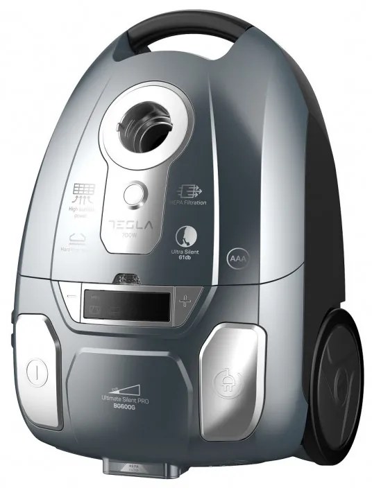 Aspirator cu sac Tesla BG600G, 700W, 3 litri, Filtru lavabil HEPA, 61 dB, Gri