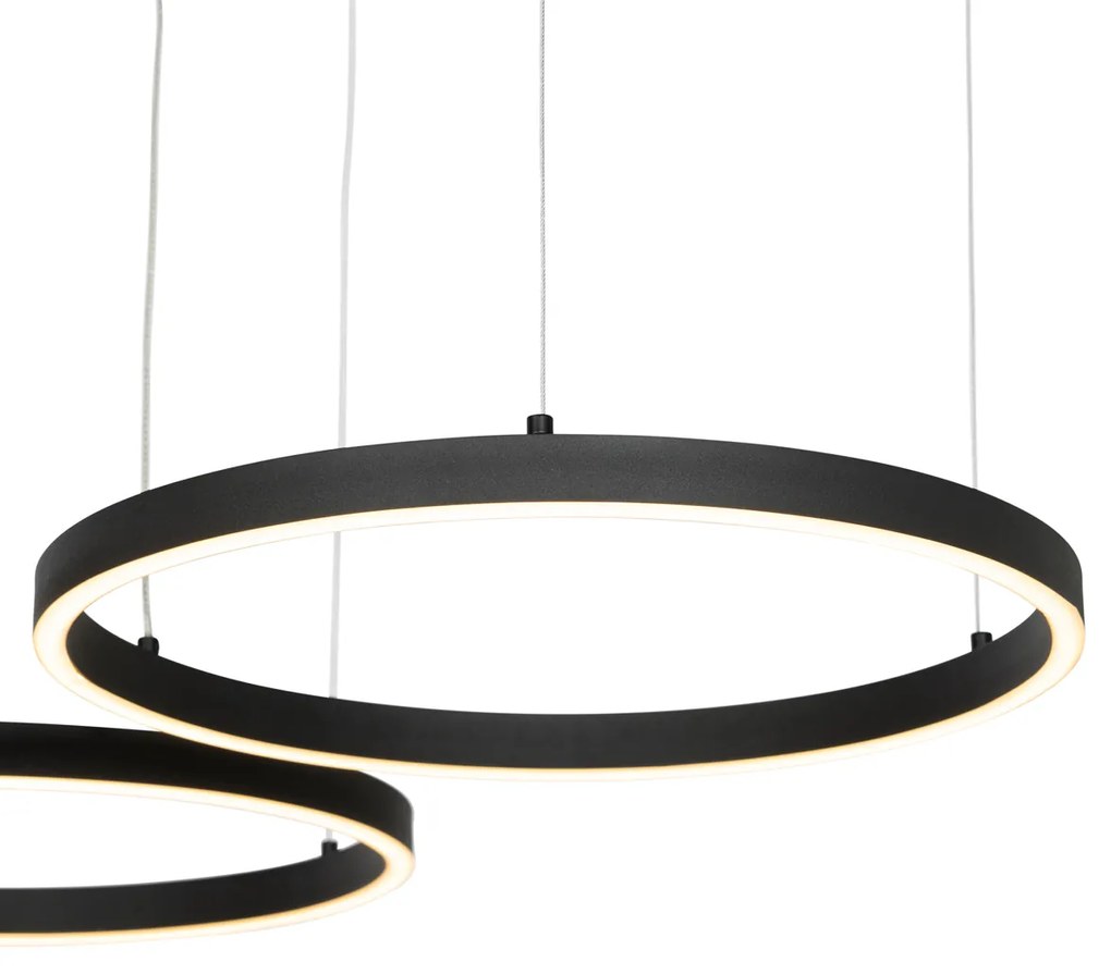 Lampă suspendată neagră cu LED cu dimmer în 3 trepte, 3 lumini - Anello