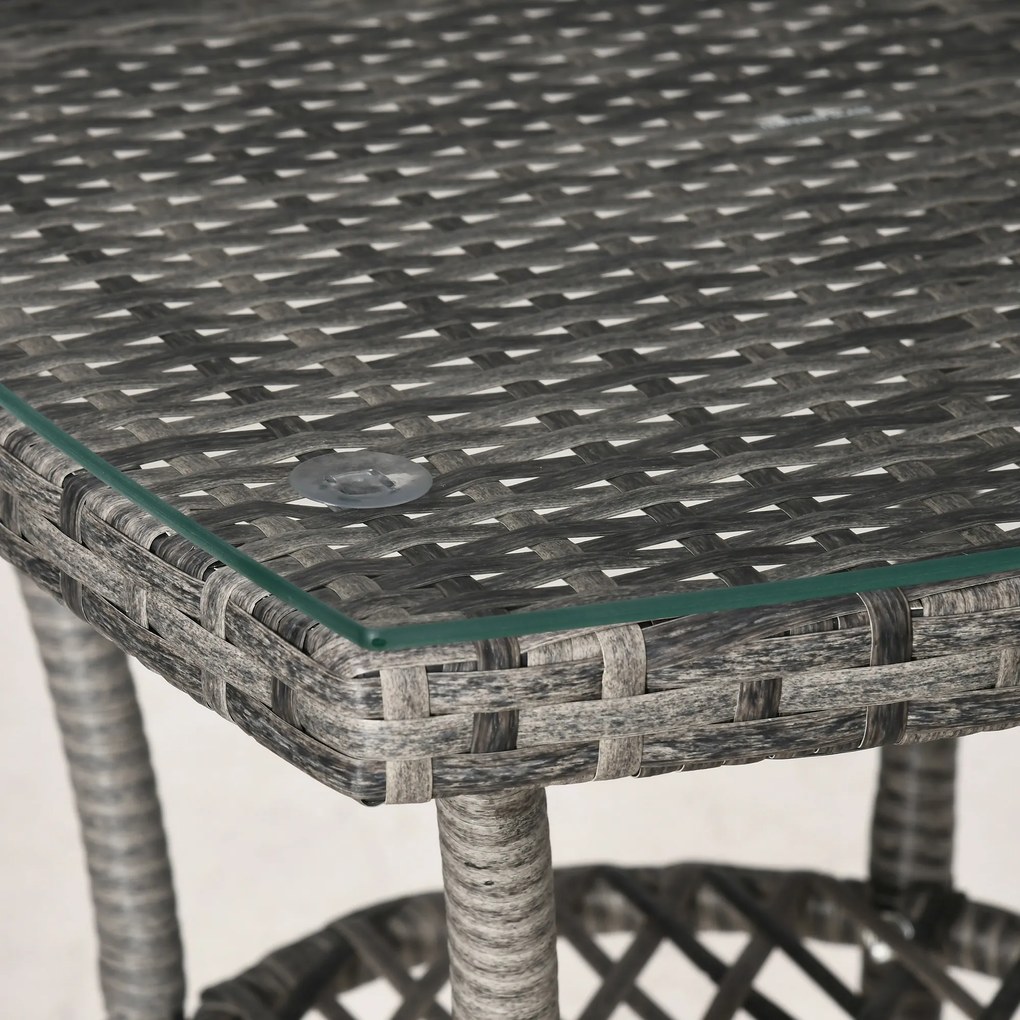 Set de mobilier de balcon Outsunny pentru 2 persoane, Set de scaune din ratan, Set de mobilier de grădină Polyrattan, Gri închis | Aosom Romania
