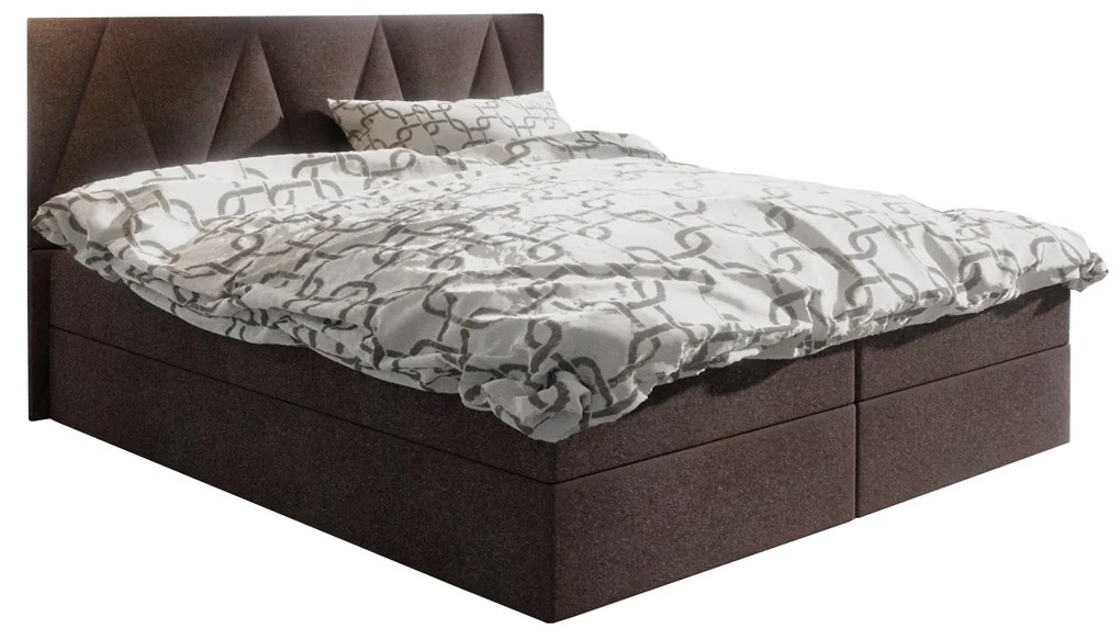 Pat matrimonial Boxspring 140 cm Fade 3 (maro închis) ( cu saltea și sp. depozitare). 1046507