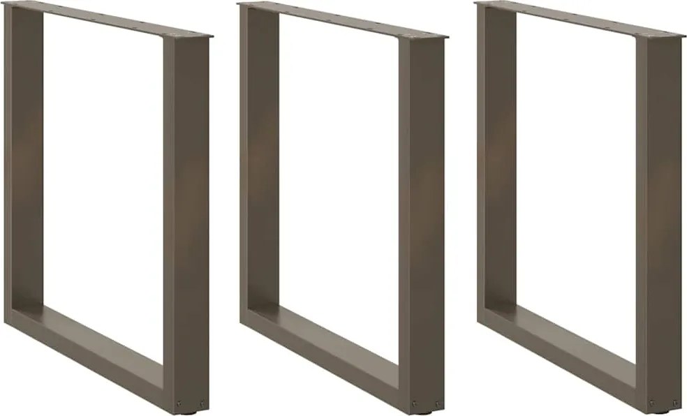 vidaXL Picioare de masă în formă de U, 3 buc., oțel natural, 90x(72-73) cm