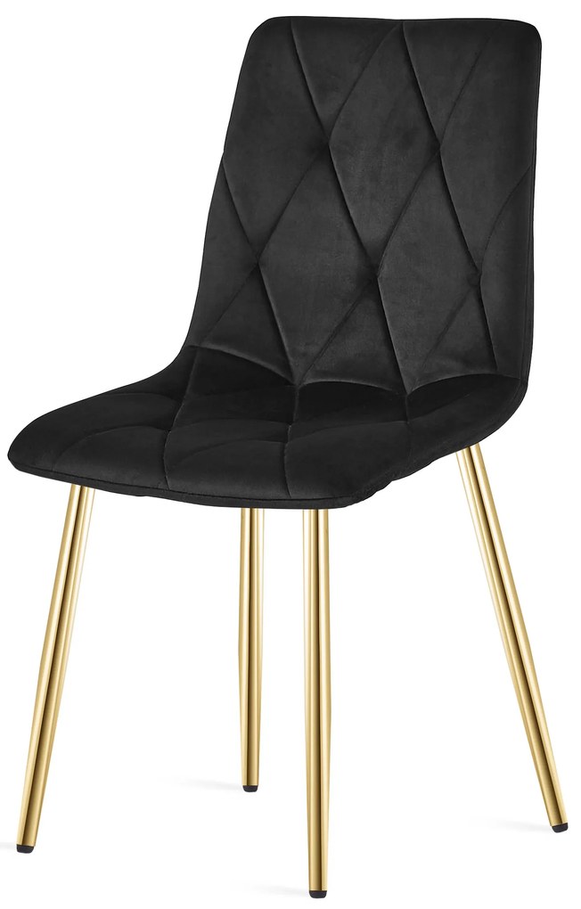 Scaun de sufragerie LIBRA din catifea neagra cu picioare aurii