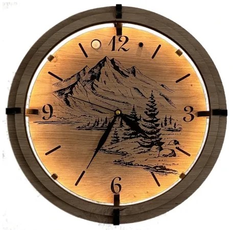 Li-Go 23697/DUB/BAT2 - Ceas LED reglabil cu senzor, LED/1xAA, diametru 32 cm, stejar