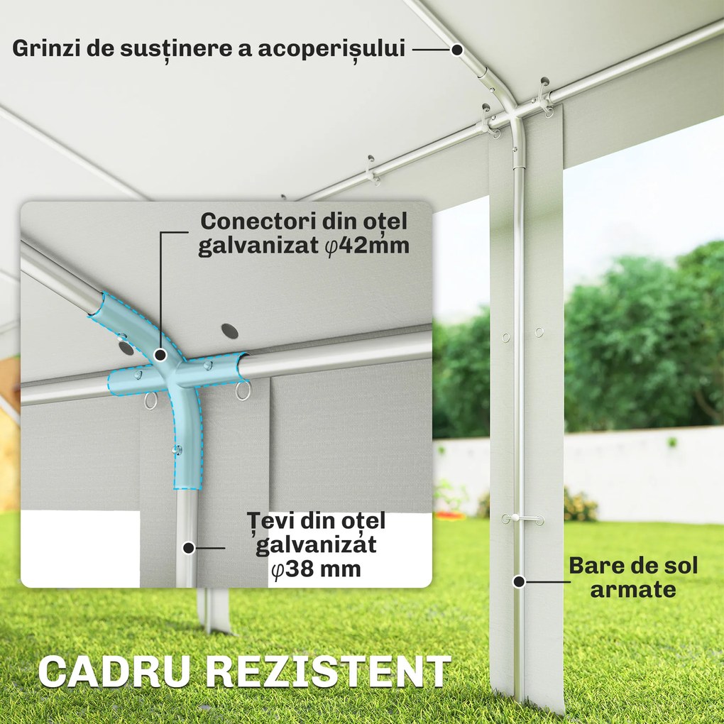 Outsunny Pavilion pentru Petreceri 10x5 m cu 10 Pereți Laterali Detașabili, Pavilion de Grădină cu 5 Secțiuni, Uși cu Fermoar și Ferestre, Pavilion pentru Nunți, Evenimente, Întâlniri, UV30+, Alb | Aosom Romania