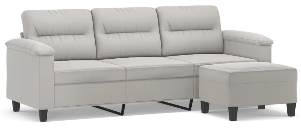 3153666 vidaXL Canapea cu 3 locuri și taburet, gri închis, 180 cm, microfibră