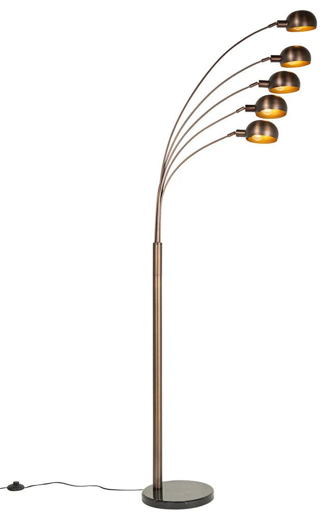 Lampa de podea de design bronz închis cu auriu cu 5 lumini - Sixties Marmo