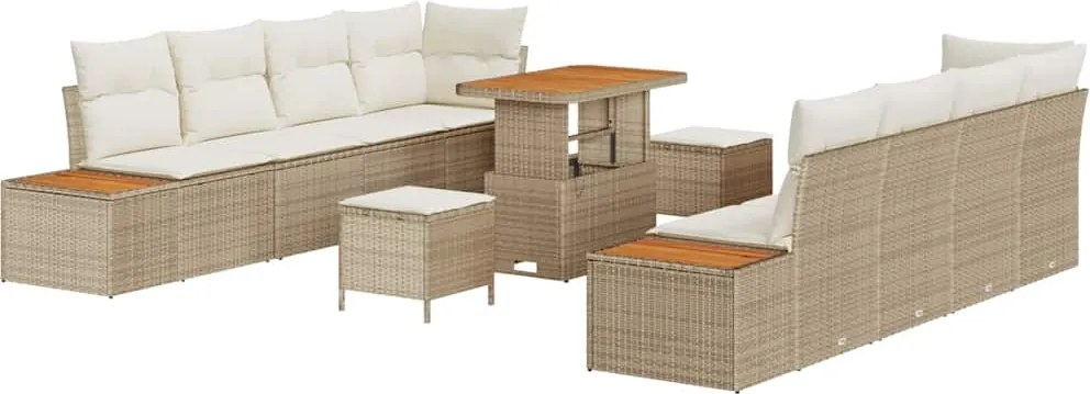 vidaXL Set de canapele pentru grădină 11 pcs Bej poliratan