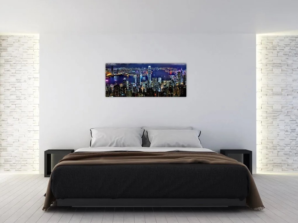 Tablou cu zgârie-norii noaptea (120x50 cm)