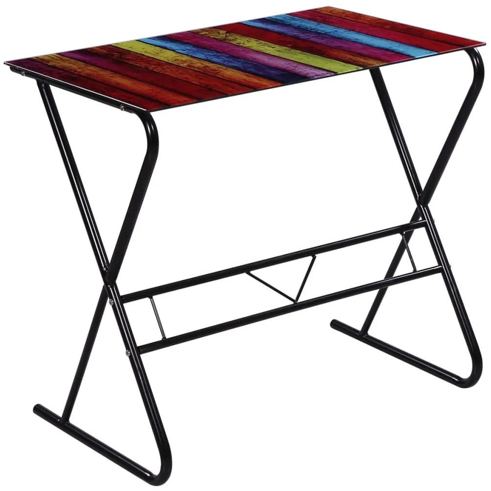 242283 vidaXL Birou din sticlă cu model curcubeu