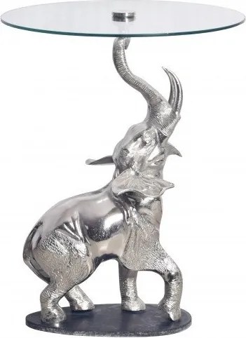 Masuta auxiliara design unicat Elephant 75cm argintiu