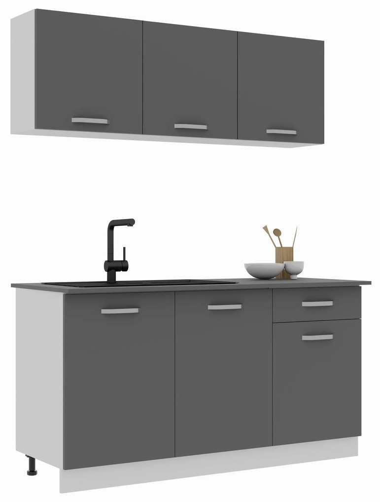 Bucatarie Ronda, Antracit/Alb, L 150 cm