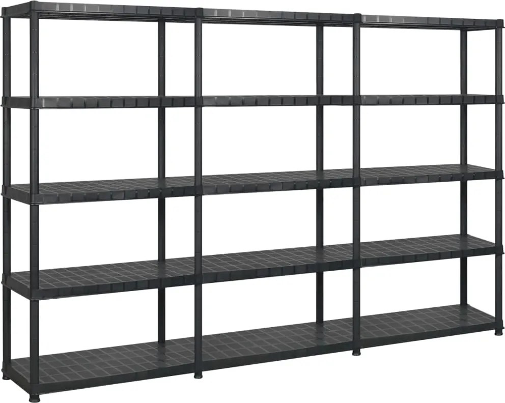 vidaXL Raft de depozitare 5 niveluri negru 274,5x45,7x185 cm, plastic