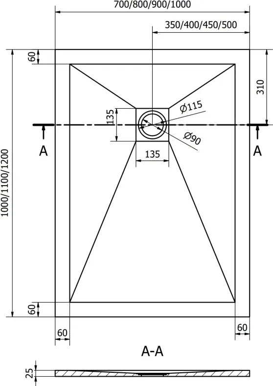 Mexen Stone+ duș din compozit dreptunghiular 120 x 100 cm, alb, capac alb - 44101012-W