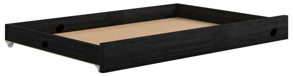 Pat extensibil de zi, 2x(90x200) cm, negru, lemn masiv de pin Negru
