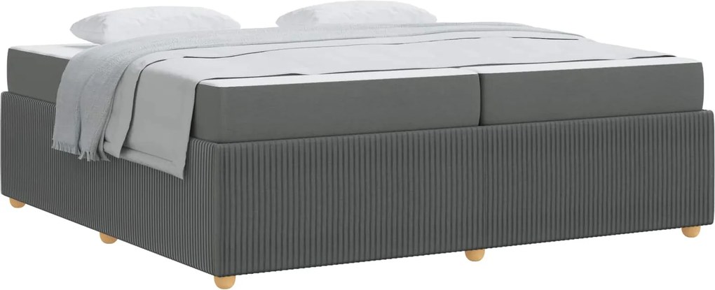 vidaXL Cadru de pat cu saltea Gri închis 200 x 200 cm țesătură