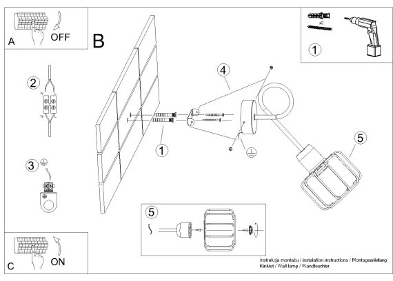 Aplică BELUCI 1xE14/40W/230V neagră Sollux SL.1117