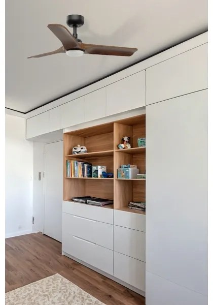 FARO 33806WT-1TW - LED ventilator HEYWOOD S 10W/230V lemn/negru pr. 90 cm WT+DO